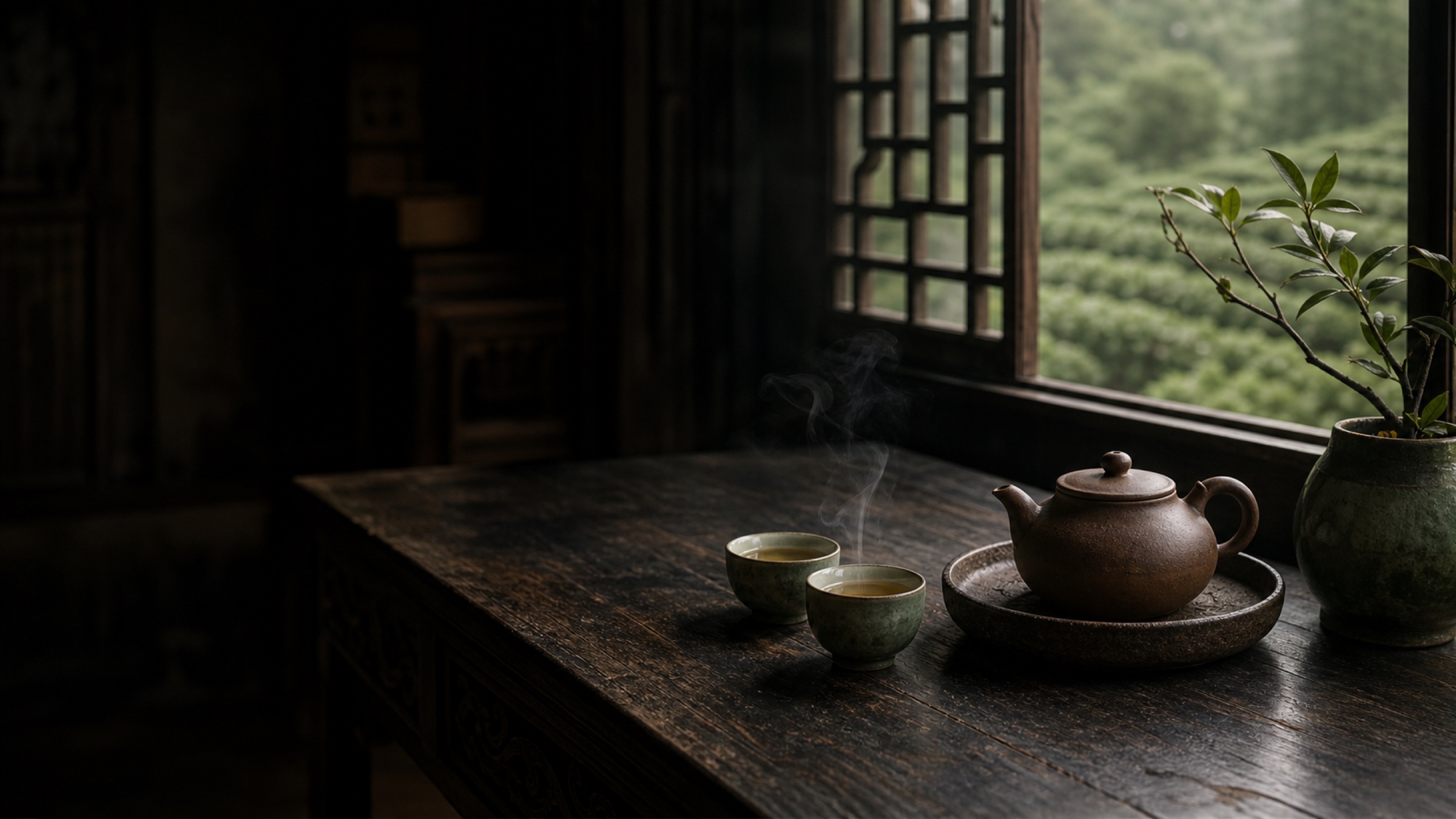班益茶可茶室，窗前的一席茶与丽江山景